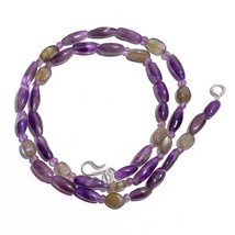 Natural Amethyst Labradorite Gemstone Mix Shape Smooth Beads Necklace 17&quot; UB4240 - £8.71 GBP