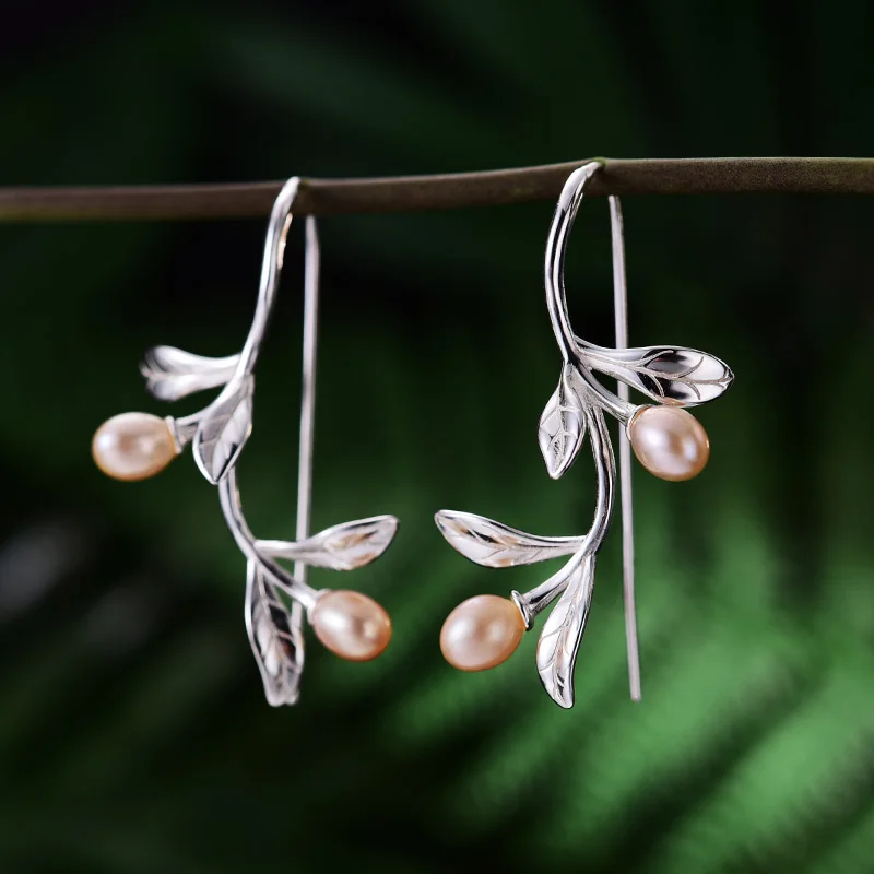 Real 925 Sterling Silver Natural Pearl Earrings Fine Jewelry Waterdrops ... - $54.49