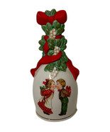 Vtg 1989 Avon Ceramic Christmas Bell A Boy and Girl Kissing Under the Mi... - $15.83
