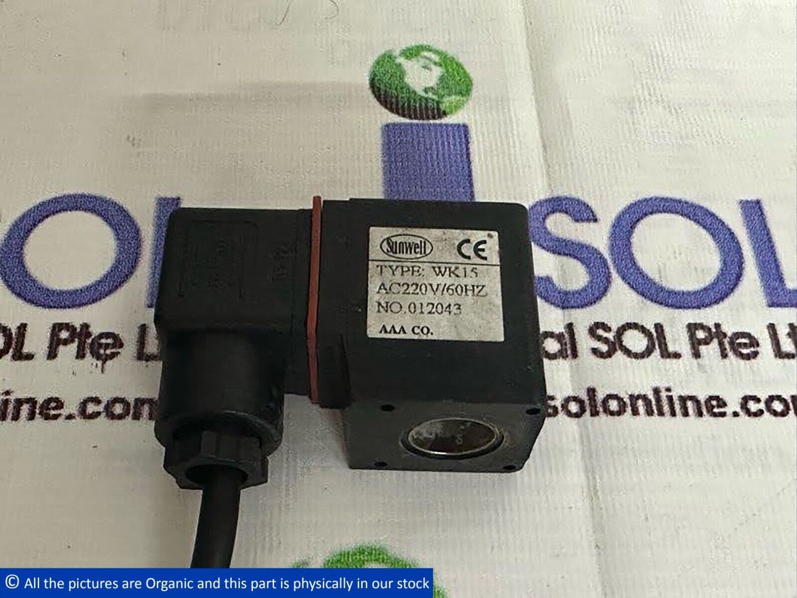 Sunwell WK15 Solenoid Valve Coil with Connector IP65 AC220V/60HZ AAA CO. - $55.00