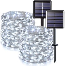 White Solar String Lights Outdoor Waterproof 2 Pack Each 33FT 100 LED Solar Fair - £19.28 GBP