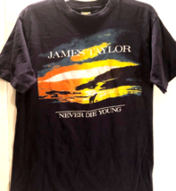 JAMES TAYLOR Never Die Young Album Studio Pop Vintage Navy Blue T-Shirt 1988 L - £97.60 GBP