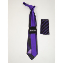 Men's Stacy Adams Tie and Hankie Set Woven Silky Fabric #Stacy27 Purple Stripe image 3