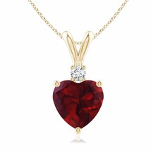 Authenticity Guarantee 
ANGARA Heart-Shaped Garnet V-Bale Pendant with Diamon... - £531.65 GBP