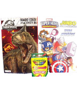 Marvel Super Heroes &amp; Jurassic World Jumbo Coloring Book 24 Crayola Cray... - $10.95