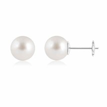 South Sea Cultured Pearl Solitaire Stud Earrings in 14K Gold (Grade-AAA , 10MM) - £387.69 GBP