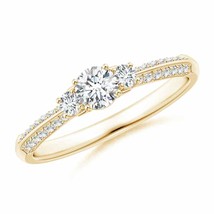 ANGARA Three Stone Knife-Edge Shank Diamond Ring in 14K Gold (GVS2, 0.49 Ctw) - £1,363.95 GBP