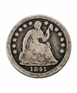 1841-O Seated Half Dime H10C Good Condition Full Rims Natural Toning - $127.73 CAD