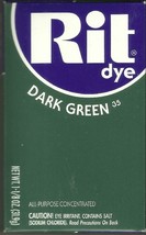 DARK GREEN #35 RIT Concentrated Powder DYE 1 Box VINTAGE FORMULA fabric ... - $32.11