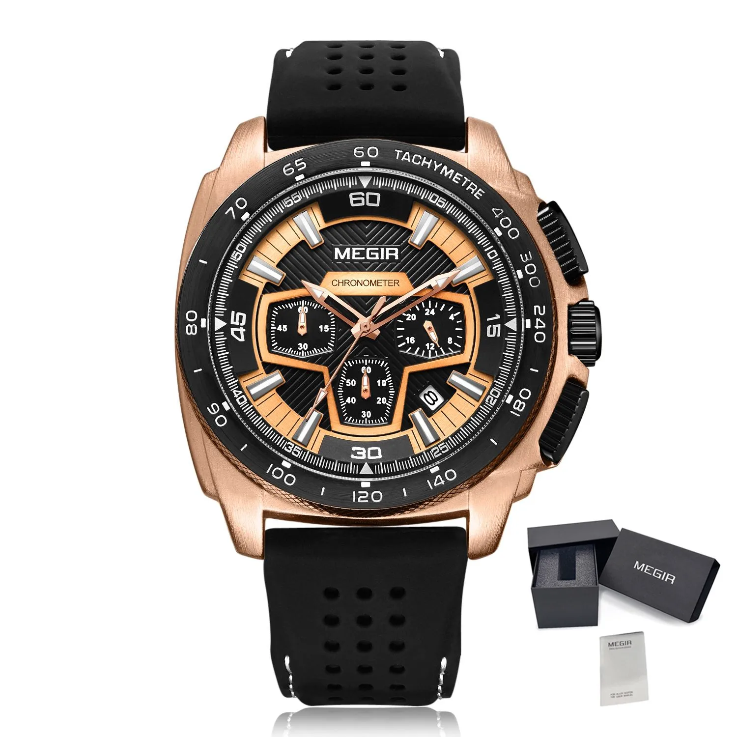 Chronograph Men Sport Watch Silicone Army Military Watches Quartz Wrist Watch Cl - £29.15 GBP