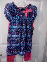 Girls George Short Sleeve Dress Shirt W Leggings Blue Sapphire Size Small 6/6X - $13.35