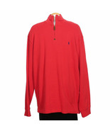 POLO RALPH LAUREN Red Cotton French Rib Half Zip Pullover Sweater XXL - $81.69 CAD