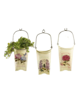 Floral Wall Baskets Hanging Set of 3 Metal Pockets 12&quot; High Shed Garden ... - $39.59