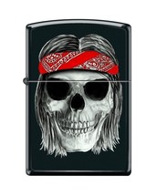 Hippie Skull &amp; Bandana&quot; Design, Black Matte Finish Zippo Lighter - £24.80 GBP