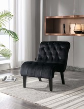 Modern Velvet Armless Accent Living Room Chair Black Velvet - $9,461.88 MXN