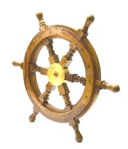Nautical wooden ship wheel 45.7 cm captain boat steering maritime-
show origi... - £56.40 GBP