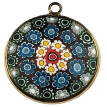 GlassOfVenice Murano Glass Millefiori Pendant &quot;Multicolor&quot; in Gold Tone ... - $18.70