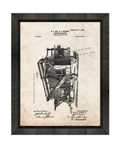 Threshing Machine Patent Print Old Look with Beveled Wood Frame - $24.95+