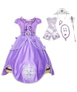 Princess Purple Sofia Costume Kids Toddler Halloween Party Dress 10 Pcs Set - £20.23 GBP+