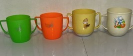 Vintage Sippy Cup Lot Of 4 Tommee Tippee Cats Deer Made In USA - $23.16