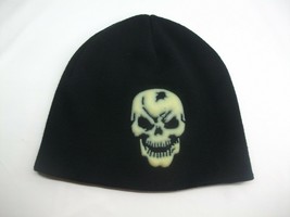 Skull Rubber Patch Black Winter Hat Toque Beanie Stocking Cap - £15.97 GBP
