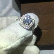 2Ct Coussin Imitation Diamant Double Halo Fiançailles Bague 14K Plaqué or Blanc - £75.19 GBP