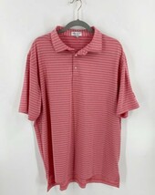 Peter Millar Mens Polo Shirt Size XL Pink White Striped Short Sleeve Col... - £23.68 GBP