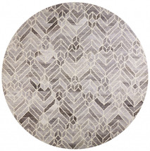 10' Gray and Ivory Round Wool Geometric Hand Tufted Area Rug - $1,157.99