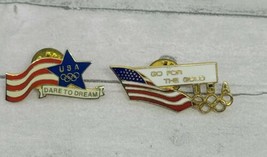 Lot of 2 USA Flag Olympic Pins Rings - $6.20