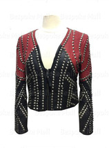 New Woman&#39;s Brando Style Silver Studded Genuine Cowhide Leather Jacket-1044 - £263.45 GBP
