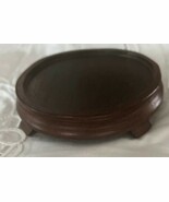Vintage Wood Display Stand Ginger Jar Vase Figurine Oval 6.5 x 6&quot; Diameter - $186.88 MXN