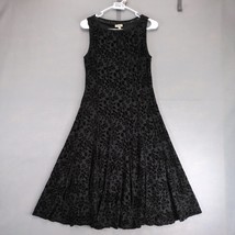 Haani Black Sheer Velvet Floral Ribbed Midi Dress Sz S Sleeveless A-Line... - $20.00