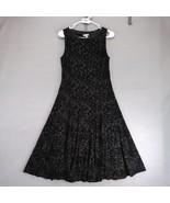 Haani Black Sheer Velvet Floral Ribbed Midi Dress Sz S Sleeveless A-Line... - $367.50 MXN