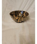 Vintage Decorative Chinese Porcelain Bowl Black Gold Tapestry - $68.35 CAD