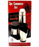 3 Piece Double Walled Stainless Steel Bottle and Coffee Mug &amp; Flask Set ... - £14.78 GBP