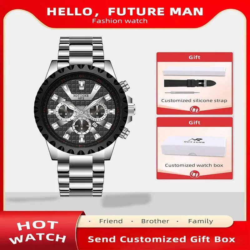 Watches for Men Luxury Business Stainless Steel Waterproof Quartz Wristw... - £29.24 GBP
