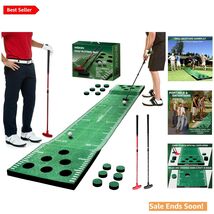 Foldable Golf Training Mat with 2 Adjustable Putters - Perfect for Parti... - $167.26