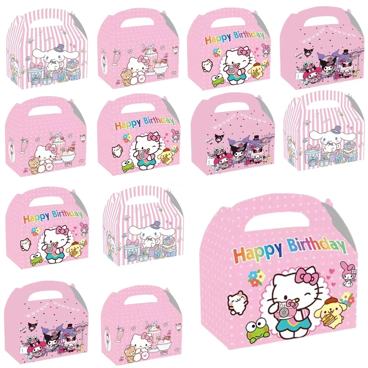Cartoon Pink Hello Kitty Theme  Party Decorations Supplies Paper Gift Box Candy - £16.70 GBP+