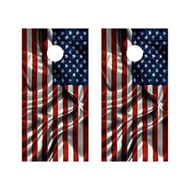 2 Corn Hole Game Board Decals 24&quot; x 48&quot; - Waving American Flag - £39.87 GBP