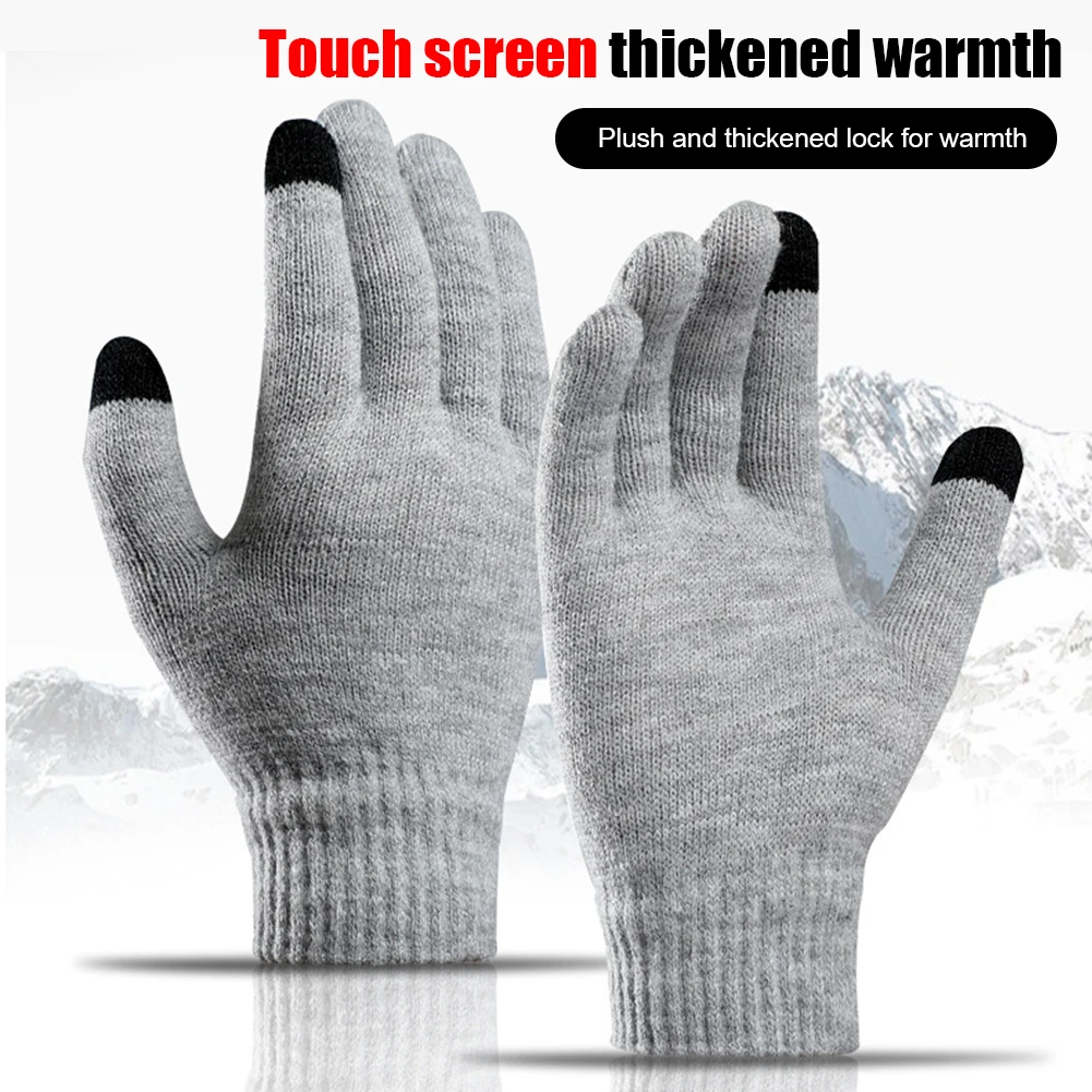 Winter Warm Knitted Full Finger Gloves Men Women Touch Screen Mittens Thermal - £8.97 GBP+