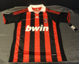 NEW ITALY ASSOCIAZIONE CALCIA MILAN ROSSONERI ADDIDAS BLACK FUTBOL JERSE... - £63.73 GBP