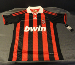 NEW ITALY ASSOCIAZIONE CALCIA MILAN ROSSONERI ADDIDAS BLACK FUTBOL JERSE... - £63.70 GBP