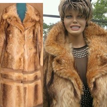 VIBRANT GENUINE  Canadian TANUKI Raccoon Fur Full Length Coat SIZES: MED... - $349.00