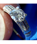 Earth mined Diamond Deco Engagement Ring 0.56 Carat Antique Platinum Sol... - $4,745.25