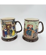 Vintage Beswick England Ceramic Charles Dickens Carol Tankards Embossed - $49.50