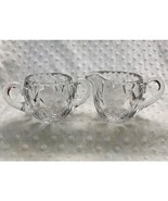 Vintage Boho Violet Floral Cut Crystal Double Handled Open Sugar Bowl &amp; ... - $39.55