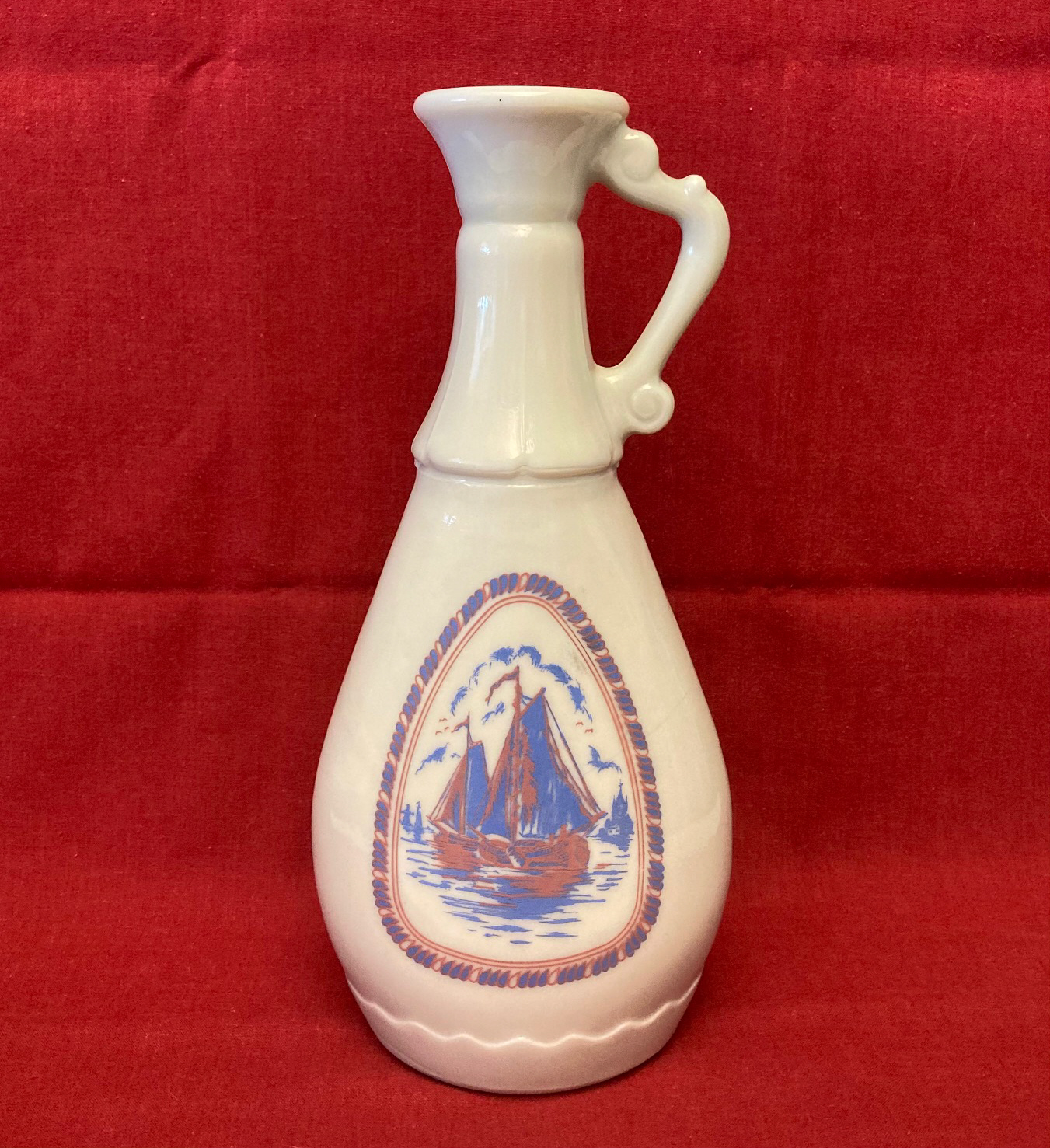 Vintage 1963 Jim Beam whiskey decanter bottle Dutch windmill ships Delft... - $4.00