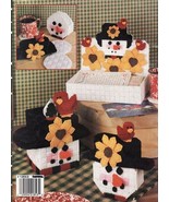Plastic Canvas Snowman Redbird Tissue Cover Coasters Ornaments Holder Pa... - £10.29 GBP