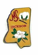 Lapel Hat Pin Of Jackson Mississippi Cotton And Flower State Shaped - $17.46