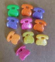 Vintage Novelty Plastic Multi-colored Telephone 10Count Button W/ Shanks Sewing  - £3.78 GBP